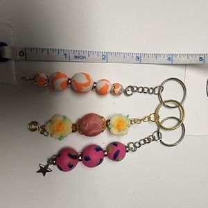 Handmade polymer clay bead keychain  set